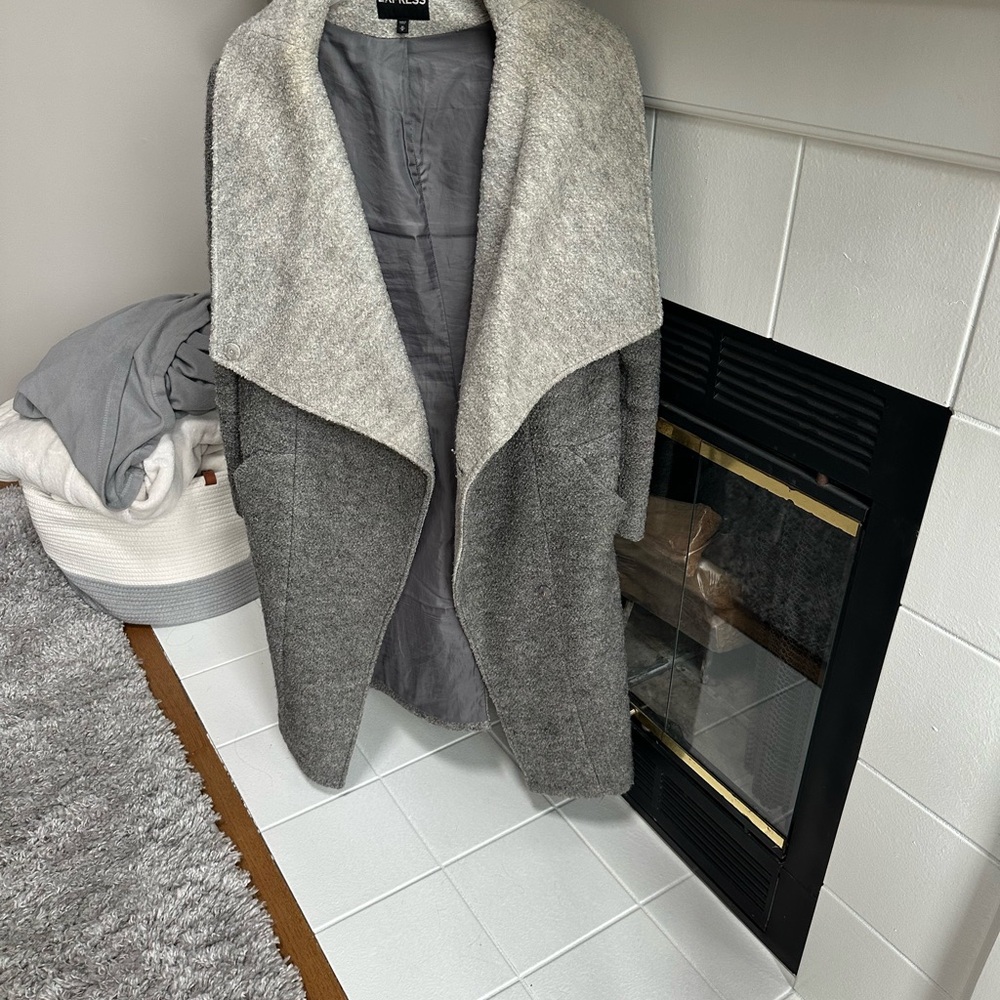 Express Gray Shrug Poncho with Draped Collar
